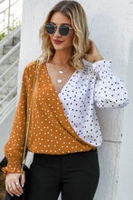 Load image into Gallery viewer, Polka Dot Surplice Neck Lantern Sleeve Blouse - Sizes S-XL Ti Amo I love you
