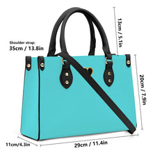 Load image into Gallery viewer, Ti Amo I love you - Exclusive Brand - Medium Turquoise Blue- Luxury Womens PU Tote Bag - Black Straps
