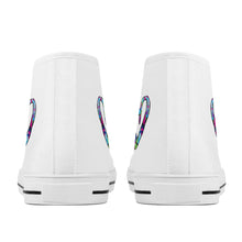 Load image into Gallery viewer, Ti Amo I love you - Exclusive Brand - White - Colorful Hearts - Womens High-Top Canvas Shoes - White Soles
