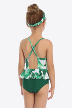 Load image into Gallery viewer, Printed Bow Detail Ruffled One-Piece Swimsuit Ti Amo I love you
