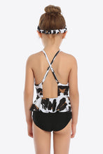 Load image into Gallery viewer, Printed Bow Detail Ruffled One-Piece Swimsuit Ti Amo I love you
