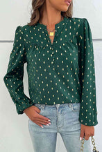 Load image into Gallery viewer, Printed Buttoned Puff Sleeve Blouse Ti Amo I love you
