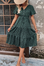 Load image into Gallery viewer, Printed Buttoned V-Neck Flutter Sleeve Dress Ti Amo I love you
