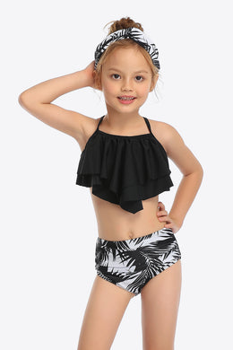 Printed Crisscross Layered Two-Piece Swim Set Ti Amo I love you