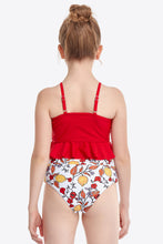 Load image into Gallery viewer, Printed Crisscross Ruffled Two-Piece Swim Set Ti Amo I love you
