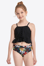 Load image into Gallery viewer, Printed Crisscross Ruffled Two-Piece Swim Set Ti Amo I love you
