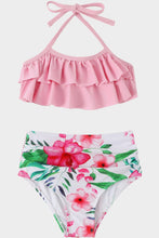 Load image into Gallery viewer, Printed Layered Halter Neck Two-Piece Swim Set Ti Amo I love you
