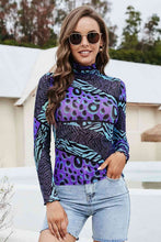 Load image into Gallery viewer, Printed Mock Neck Long Sleeve Blouse Ti Amo I love you
