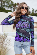 Load image into Gallery viewer, Printed Mock Neck Long Sleeve Blouse Ti Amo I love you
