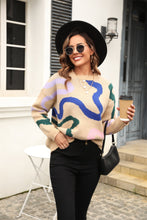 Load image into Gallery viewer, Printed Round Neck Dropped Shoulder Pullover Sweater Ti Amo I love you
