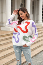 Load image into Gallery viewer, Printed Round Neck Dropped Shoulder Pullover Sweater Ti Amo I love you
