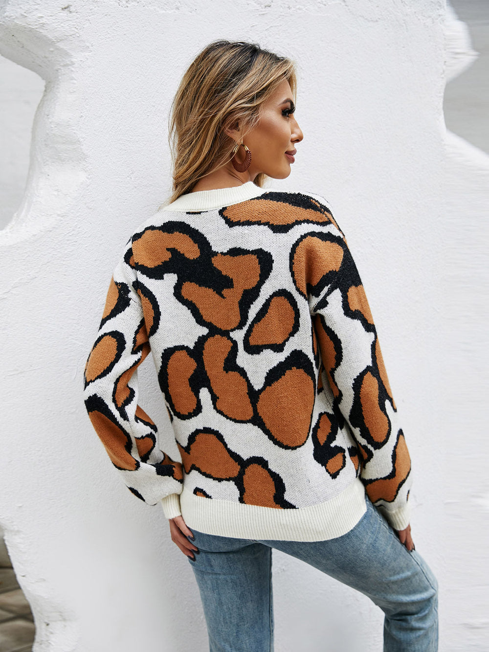 Printed Round Neck Long Sleeve Sweater - Sizes S-L Ti Amo I love you