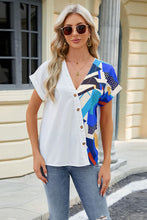 Load image into Gallery viewer, Printed Surplice Short Sleeve Blouse Ti Amo I love you
