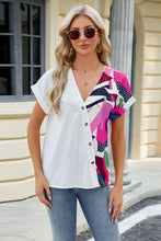 Load image into Gallery viewer, Printed Surplice Short Sleeve Blouse Ti Amo I love you
