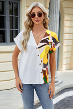 Load image into Gallery viewer, Printed Surplice Short Sleeve Blouse Ti Amo I love you
