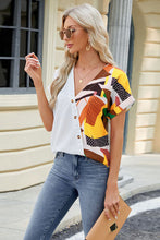 Load image into Gallery viewer, Printed Surplice Short Sleeve Blouse Ti Amo I love you
