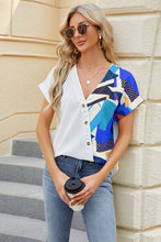 Load image into Gallery viewer, Printed Surplice Short Sleeve Blouse Ti Amo I love you
