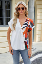 Load image into Gallery viewer, Printed Surplice Short Sleeve Blouse Ti Amo I love you
