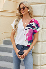 Load image into Gallery viewer, Printed Surplice Short Sleeve Blouse Ti Amo I love you
