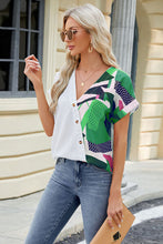 Load image into Gallery viewer, Printed Surplice Short Sleeve Blouse Ti Amo I love you
