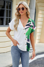 Load image into Gallery viewer, Printed Surplice Short Sleeve Blouse Ti Amo I love you
