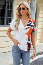 Load image into Gallery viewer, Printed Surplice Short Sleeve Blouse Ti Amo I love you
