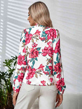 Load image into Gallery viewer, Printed Tie Neck Long Sleeve Blouse Ti Amo I love you
