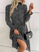 Load image into Gallery viewer, Printed Tie-Waist Flounce Sleeve Keyhole Midi Dress Ti Amo I love you
