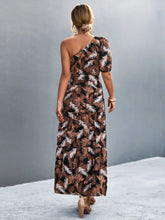 Load image into Gallery viewer, Printed Tie Waist One Shoulder Maxi Dress Ti Amo I love you
