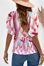 Load image into Gallery viewer, Printed V-Neck Babydoll Blouse Ti Amo I love you
