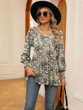 Load image into Gallery viewer, Printed V-Neck Lantern Sleeve Blouse Ti Amo I love you
