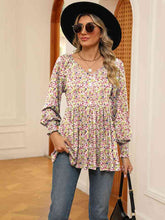 Load image into Gallery viewer, Printed V-Neck Lantern Sleeve Blouse Ti Amo I love you
