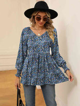 Load image into Gallery viewer, Printed V-Neck Lantern Sleeve Blouse Ti Amo I love you
