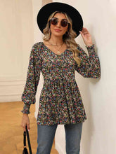 Load image into Gallery viewer, Printed V-Neck Lantern Sleeve Blouse Ti Amo I love you
