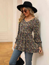 Load image into Gallery viewer, Printed V-Neck Lantern Sleeve Blouse Ti Amo I love you
