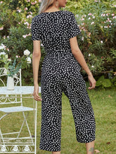 Load image into Gallery viewer, Printed V-Neck Short Sleeve Jumpsuit Ti Amo I love you
