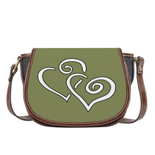 Load image into Gallery viewer, Ti Amo I love you - Exclusive Brand - Hazel Green - Double White Heart - Saddle Bag
