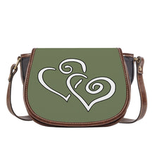 Load image into Gallery viewer, Ti Amo I love you - Exclusive Brand - Ash Olive - Double White Heart - Saddle Bag
