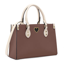 Load image into Gallery viewer, Ti Amo I love you - Exclusive Brand - Tobacco Brown - Luxury Womens PU Tote Bag - Cream Straps
