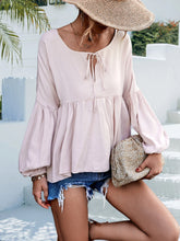 Load image into Gallery viewer, Puff Sleeve Babydoll Blouse Ti Amo I love you
