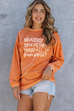 Load image into Gallery viewer, Pumpkin Letter Print Oversized Corduroy Sweatshirt Ti Amo I love you
