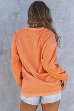 Load image into Gallery viewer, Pumpkin Letter Print Oversized Corduroy Sweatshirt Ti Amo I love you
