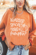 Load image into Gallery viewer, Pumpkin Letter Print Oversized Corduroy Sweatshirt Ti Amo I love you
