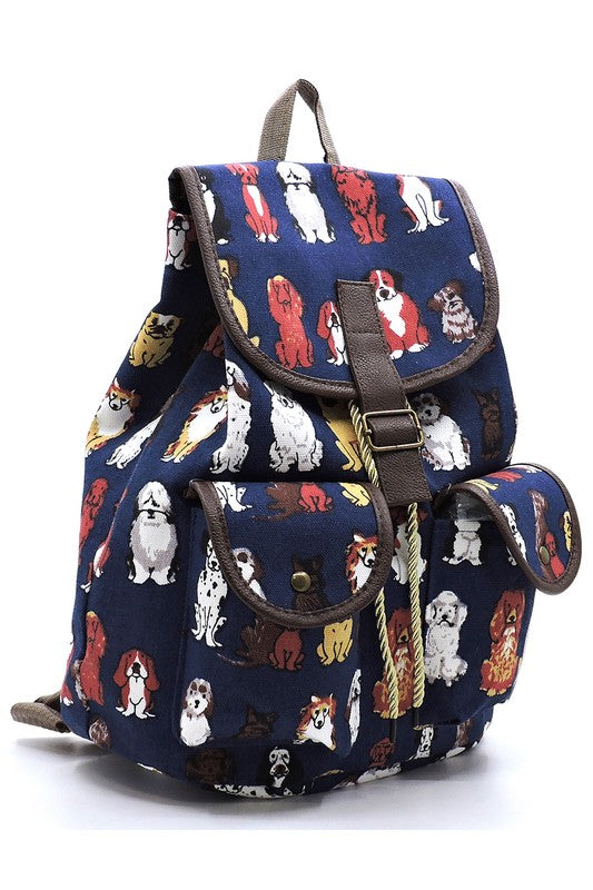 Puppy Printed Canvas Backpack Ti Amo I love you