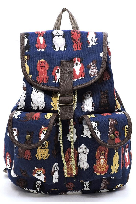 Puppy Printed Canvas Backpack Ti Amo I love you