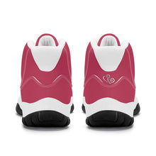 Load image into Gallery viewer, Ti Amo I love you - Exclusive Brand - Viva Magenta - Mens / Womens - Double White Heart - High Top Air Retro Sneakers - White Laces
