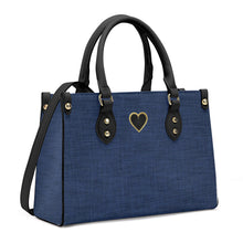 Load image into Gallery viewer, Ti Amo I love you - Exclusive Brand - Dark Blue Denim - Luxury Womens PU Tote Bag - Black Straps
