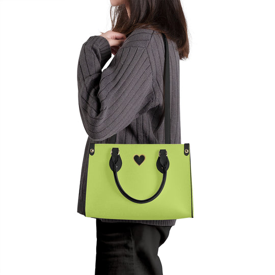 Ti Amo I love you - Exclusive Brand - Yellow Green - Luxury Womens PU Tote Bag - Black Straps