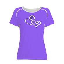 Load image into Gallery viewer, TI Amo I love you - Exclusive Brand - Heliotrope 3 - Double White Heart - Women&#39;s T shirt
