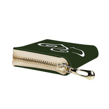 Load image into Gallery viewer, Ti Amo I love you - Exclusive Brand - Mallard Green - Double White Heart - PU Leather - Zipper Card Holder
